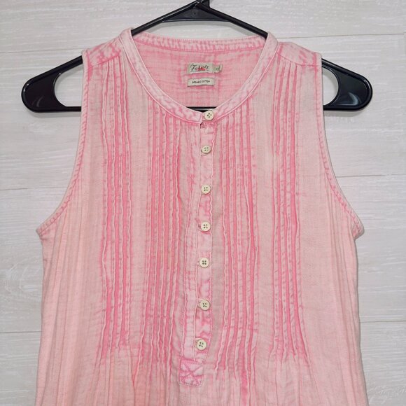 Faherty Women's Pink Sleeveless Isha Organic Cotton Button Front Dress size XS - Picture 4 of 6